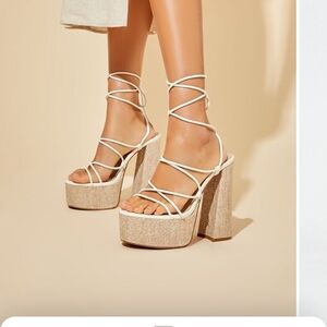 Forever 21 Never Worn Lace-Up Platform Block Heels